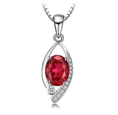 Red oval Ruby Necklace