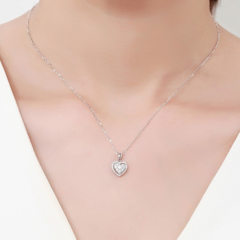 Simulated Diamond Heart Necklace