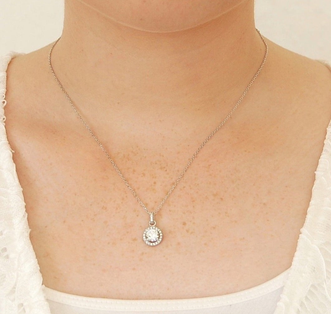 Simulated Diamond Pendant Necklace