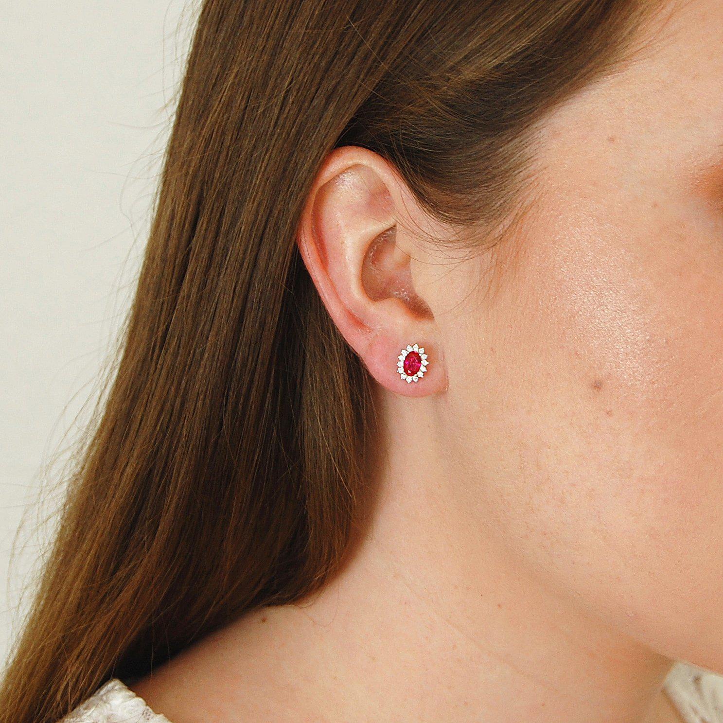 Ruby Stone Earrings: Small Ruby Stud Earrings for Girls and Women