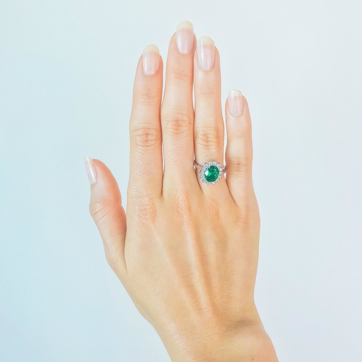 Oval Emerald Ring - Oval Emerald Ring with Diamonds