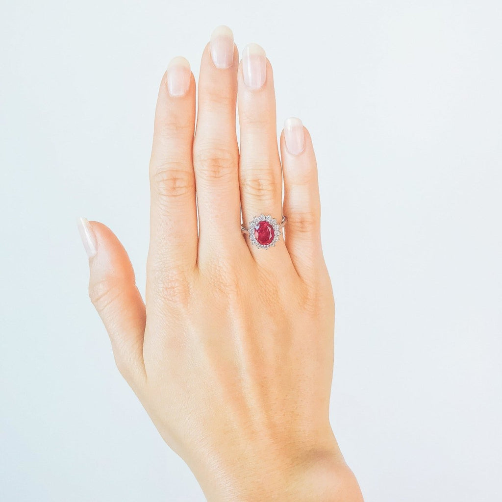 26ct red ruby princess ring
