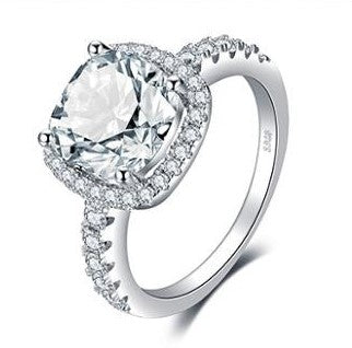 Simulated Diamond Cushion Ring