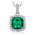 Emerald Green Necklace - With Top Grade Cushion Cut Simulated Emerald