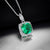 Emerald Green Pendant: Silver Emerald Pendant with Cushion Cut Simulated Emerald