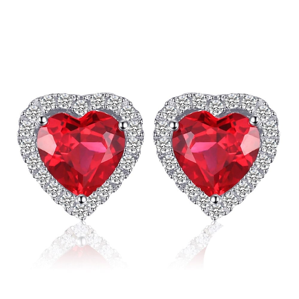 Ruby Heart Studs