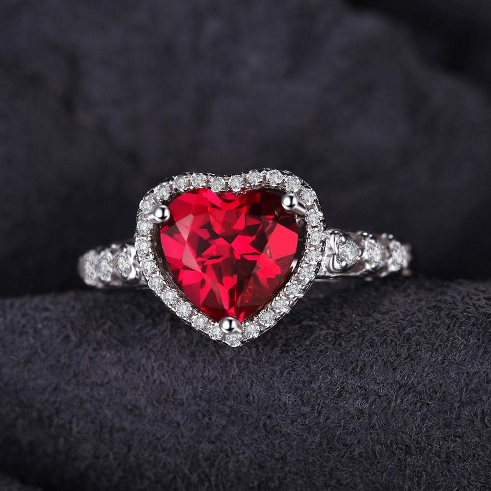 SILTAKI 925 Sterling Silver Red Heart Shape Zircon Stone Ring – Siltaki