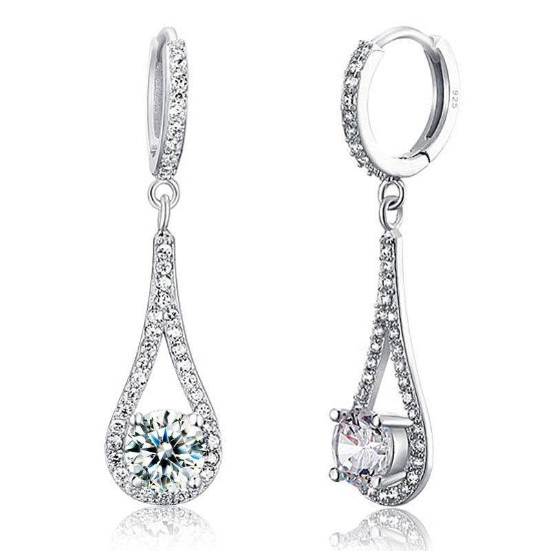 Lange Ohrringe Silber mit Diamanten