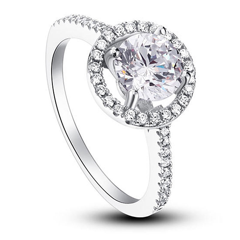 Simulated Diamond Halo Ring