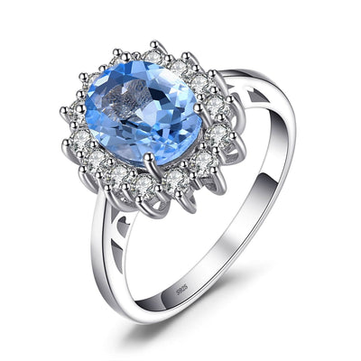 Blue Topaz and Diamond Two Stone Ring - Hammerman Jewels