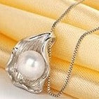 Collar de perlas blancas reales con concha