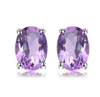 Real Amethyst Stud Earrings