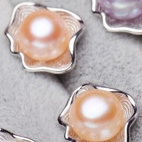 Pink Pearl Earrings with Shell
