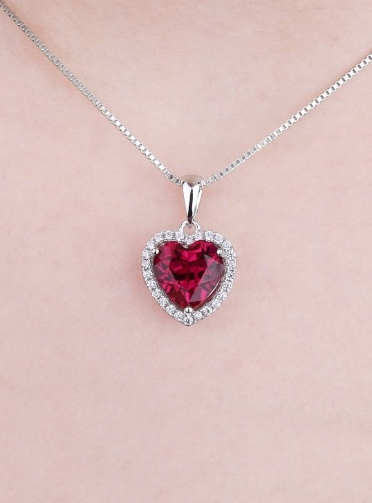 Created Ruby Heart Necklace
