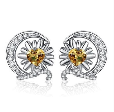 Real Citrine Sunflower Earring