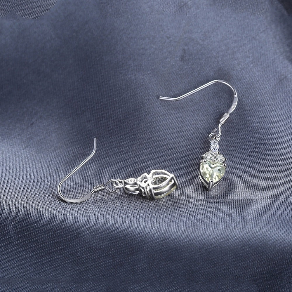 Real Light Lemon Topaz Heart Earring