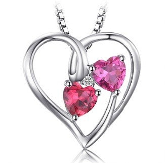 Lavet Pink Ruby Heart halskæde