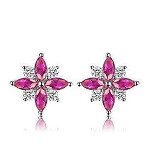 Pink ruby and Diamond Earrings