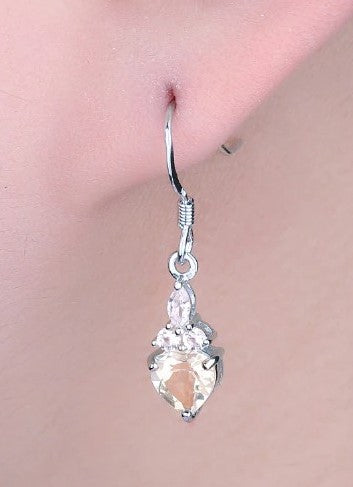 Real Light Lemon Topaz Heart Earring