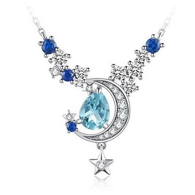 Real Topaz Necklace and made Sapphire