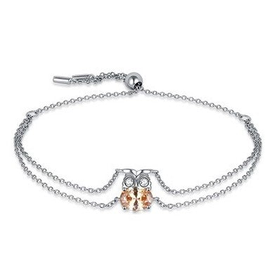 Light Orange Owl Stone Bracelet