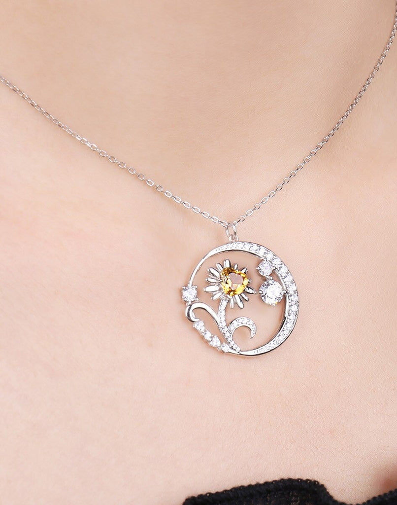 Amazon.com: Mappivve Diamond Sunflower Necklace 925 Sterling Silver Sunflower  Pendant Necklace with Lab Grown Diamond You are My Sunshine Jewelry Gifts  for Women Mom Wife Girlfriend : Clothing, Shoes & Jewelry