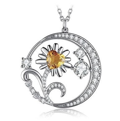 Cinnamon Sunflower Diamond Chain Necklace