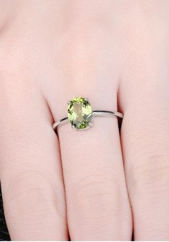 Real Peridot Solitaire Ring