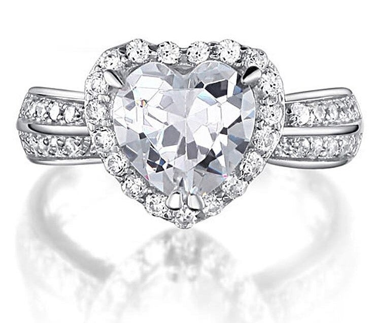 Simulated Diamond Heart Ring