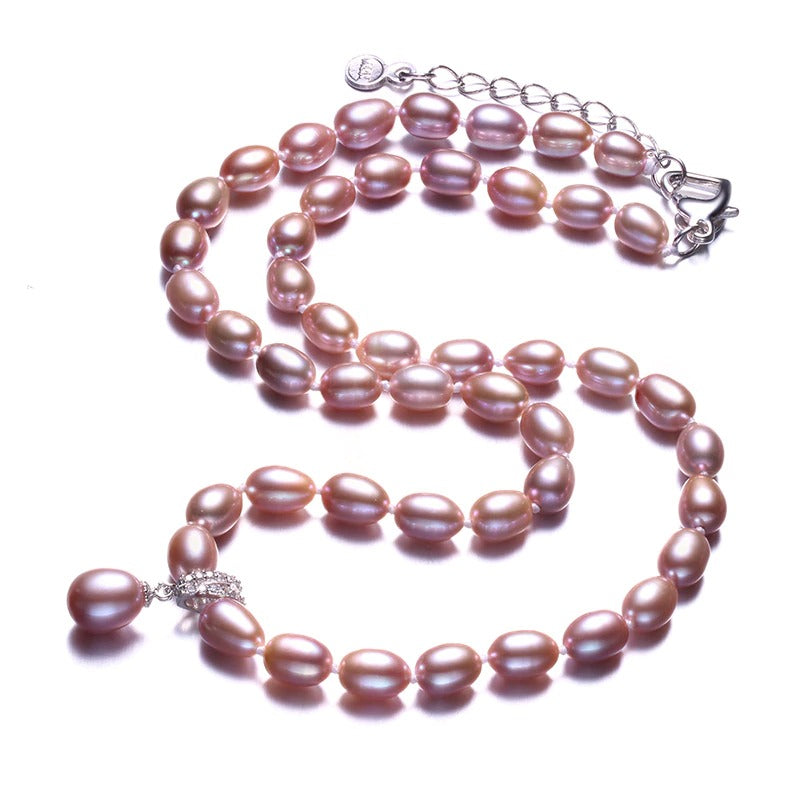 Purple Pearl Necklace with Pendant