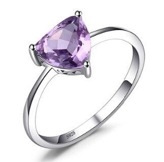 Real Amethyst Triangle Ring
