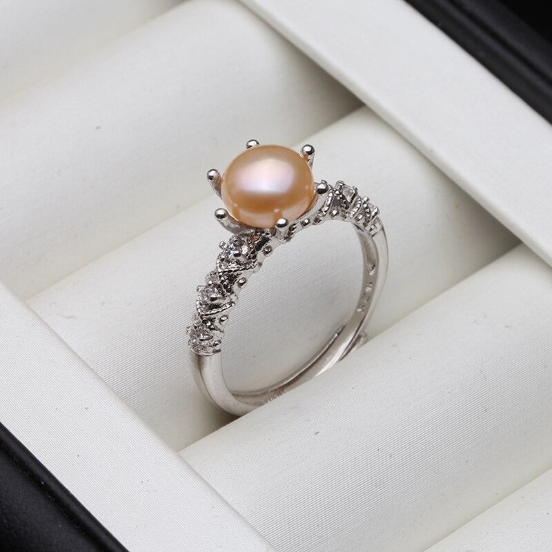 Pearl ring with purple pearl | 7 - 10 mm | Button pearl | VRP2 - VELMAR