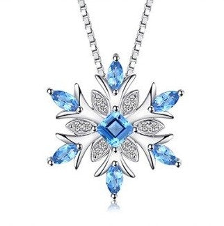 Dainty Snowflake Pendant with London Blue Topaz – Stag and Stone Jewelry